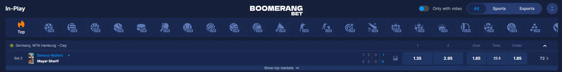 Bet Boomerang scommesse live Italia