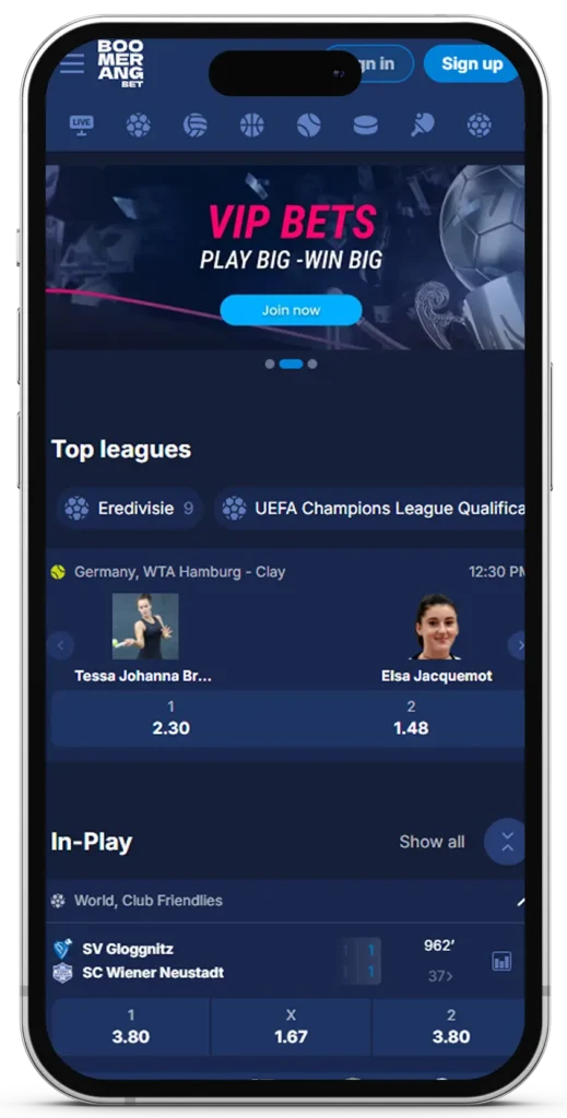 Boomerang bet app caratteristiche